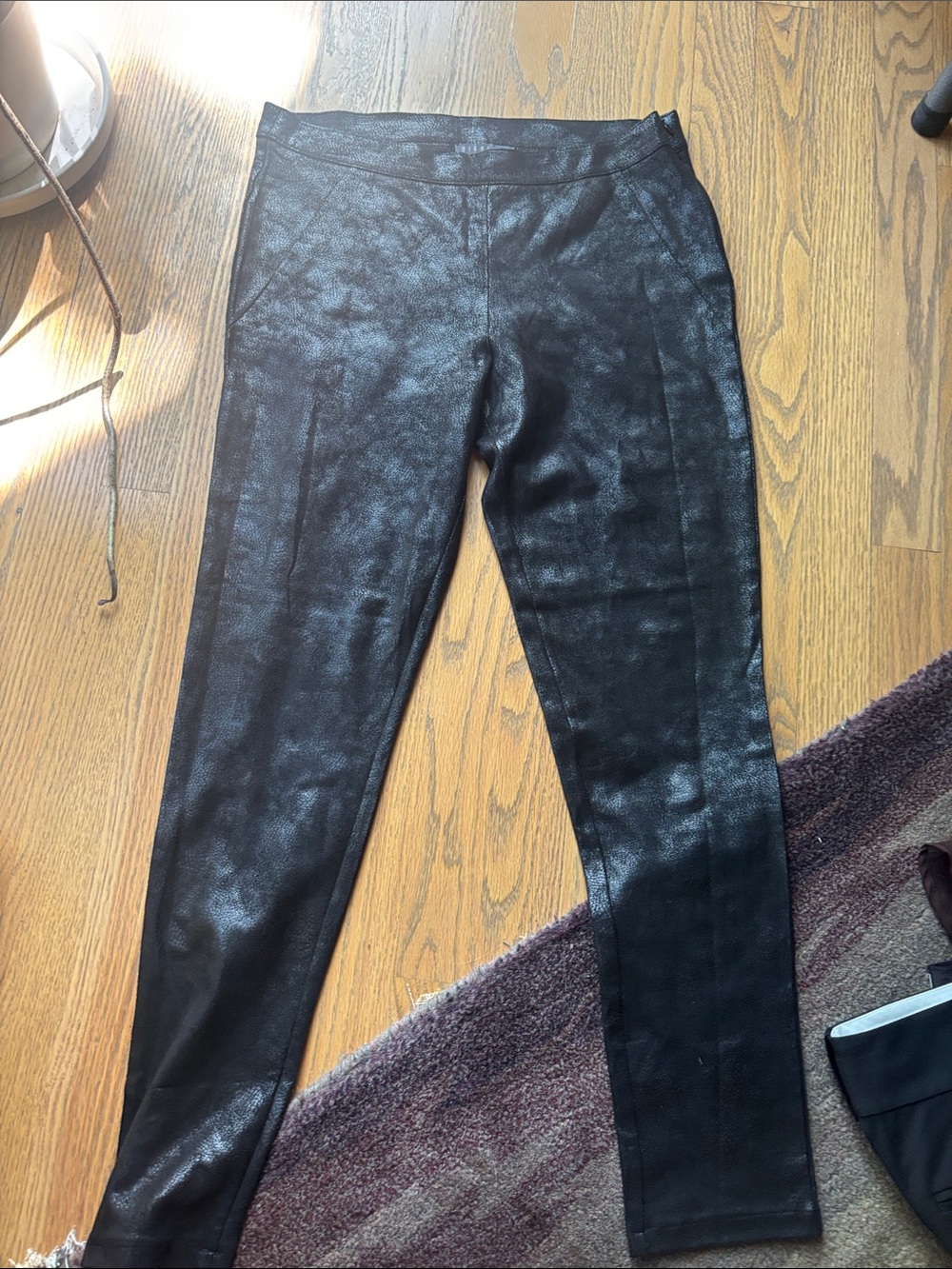 High-Waist Black Faux-Leather Leggings for Women size M